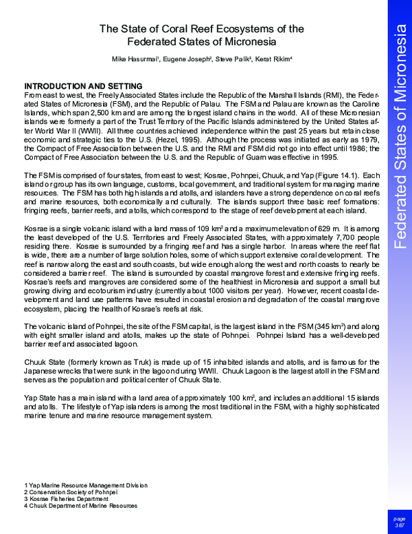 (PDF) The State of Coral Reef Ecosystems of the Federated States
