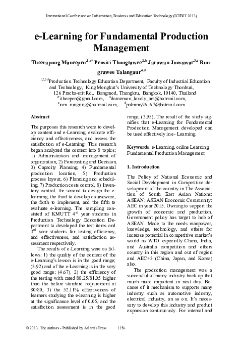 (PDF) e-Learning for Fundamental Production Management