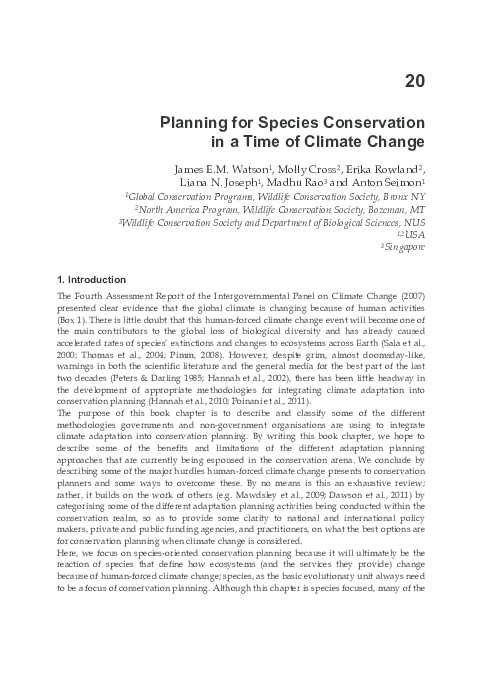 (PDF) Planning for species conservation in a time of climate change