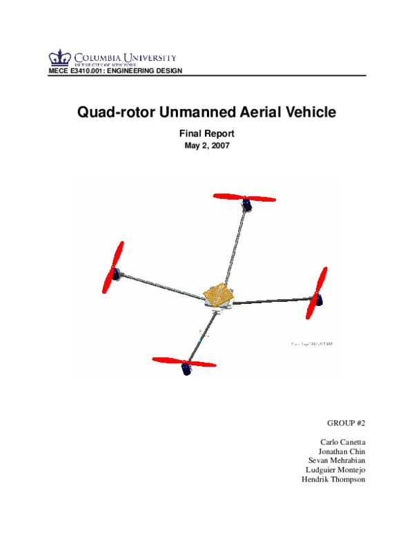 (PDF) Quad-rotor Unmanned Aerial Vehicle