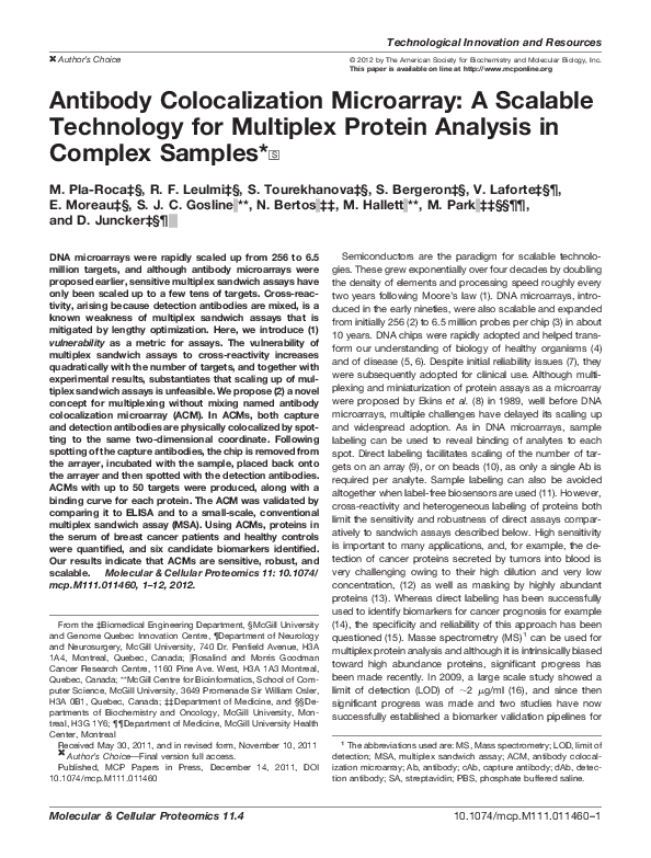(PDF) Antibody Colocalization Microarray: A Scalable Technology for ...