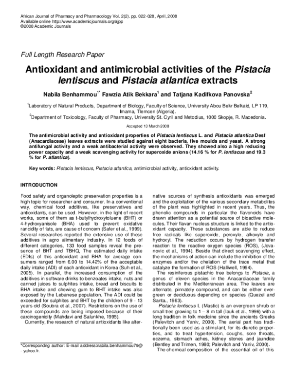 (PDF) Antioxidant and antimicrobial activities of polyphenols from ...