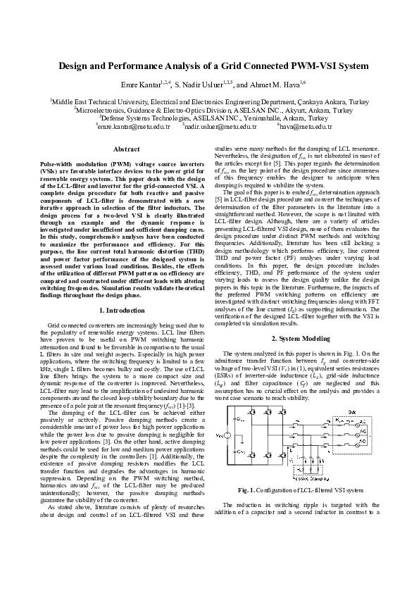 (PDF) Design and performance analysis of a grid connected PWM-VSI system