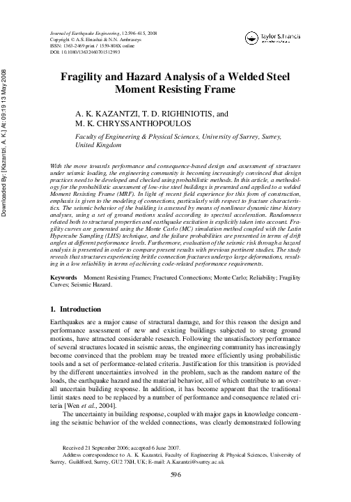(PDF) Fragility and Hazard Analysis of a Welded Steel Moment Resisting ...
