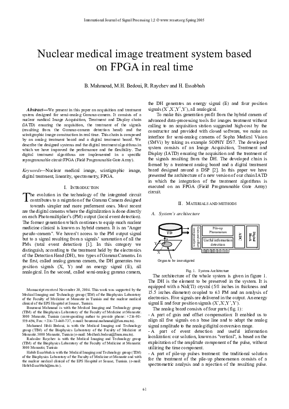 (PDF) Nuclear medical image treatment system based on FPGA in real time
