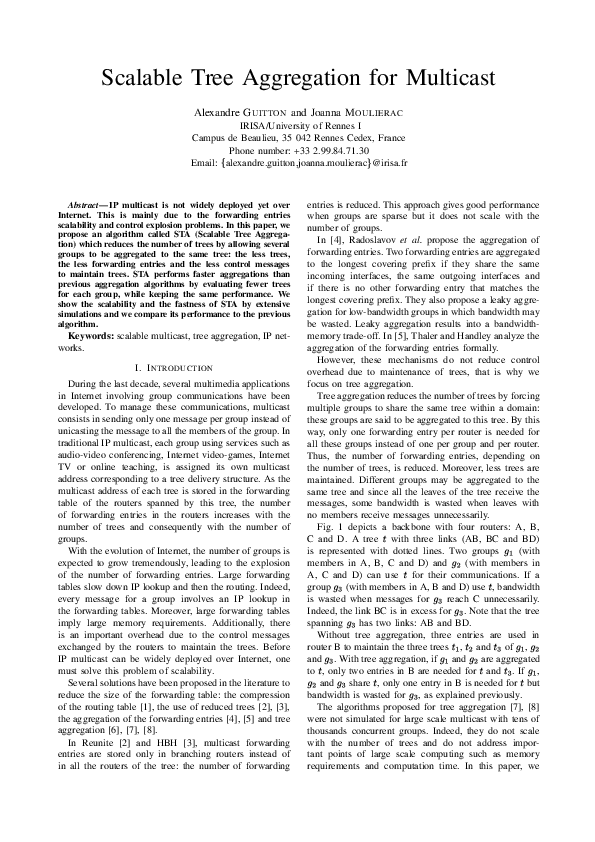 (PDF) Scalable tree aggregation for multicast
