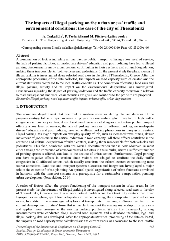(PDF) The impacts of illegal parking on the urban areas’ traffic and ...
