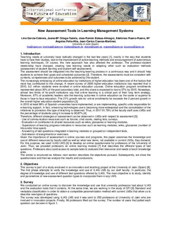 (PDF) New Assessment Tools in Learning Management Systems