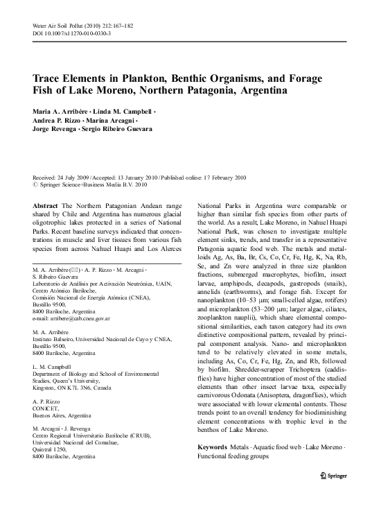 (PDF) Trace Elements in Plankton, Benthic Organisms, and Forage Fish of ...