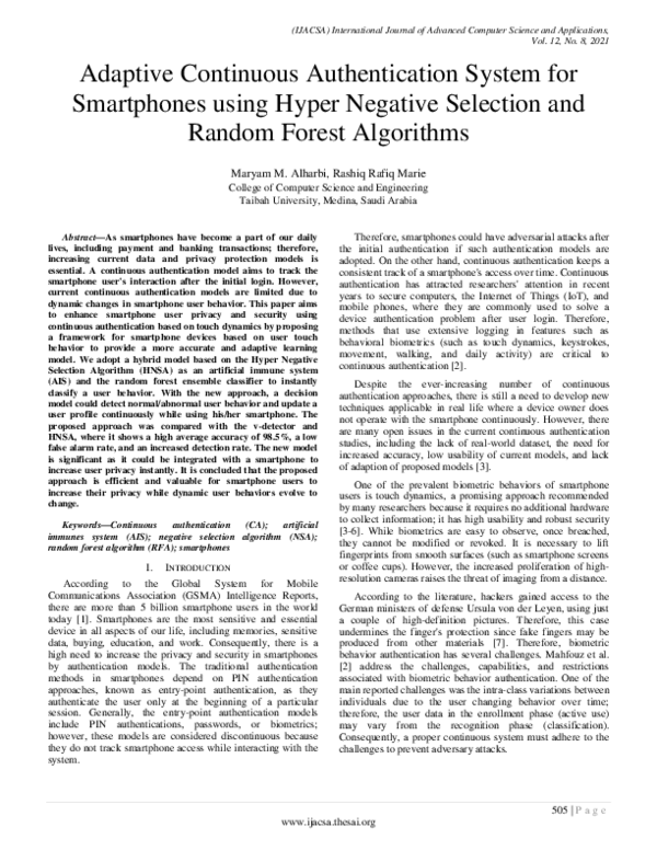 (PDF) Adaptive Continuous Authentication System for Smartphones using ...
