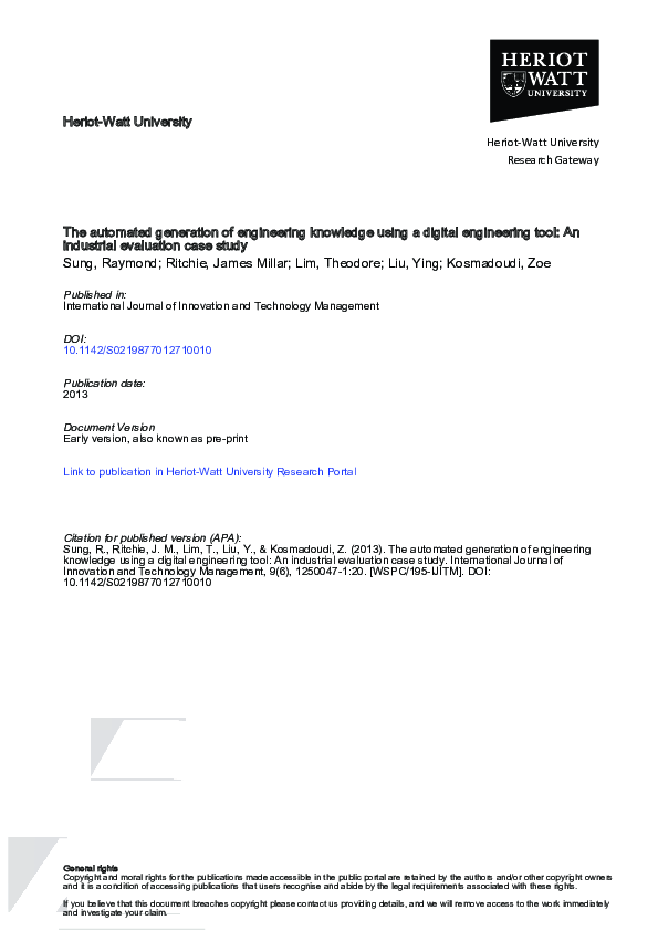 (PDF) The Automated Generation of Engineering Knowledge Using a Digital ...