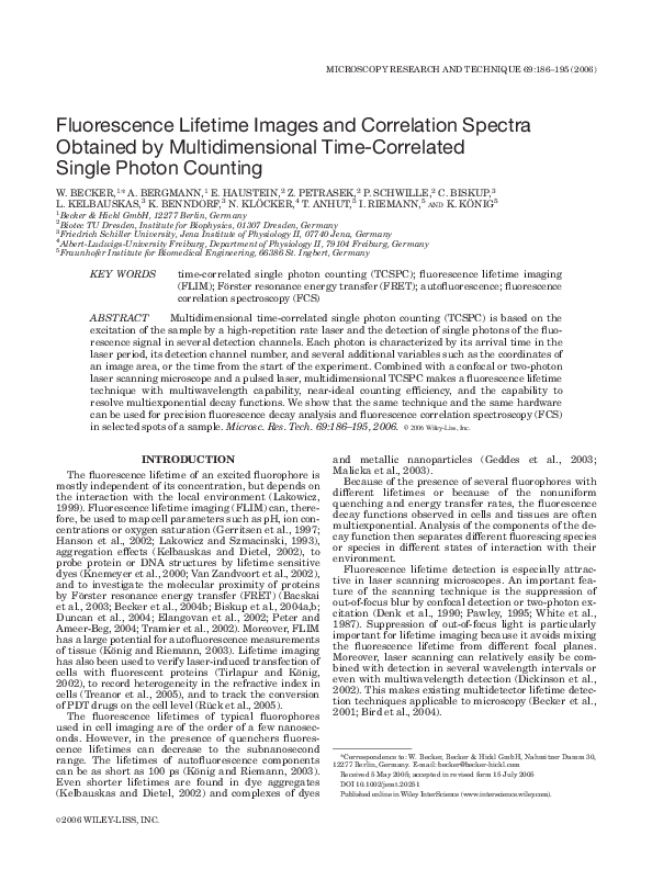 (PDF) Fluorescence lifetime images and correlation spectra obtained by ...