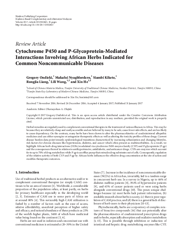 (PDF) Cytochrome P450 and P-Glycoprotein-Mediated Interactions ...