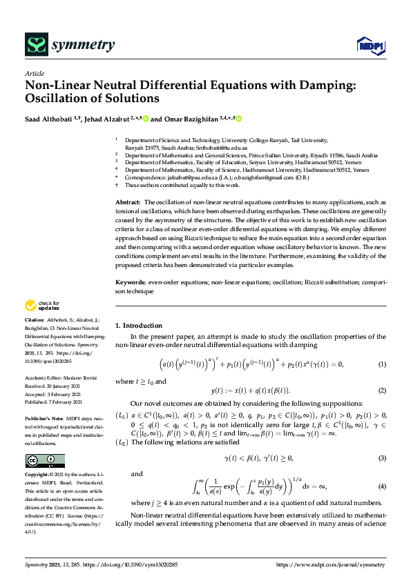 (PDF) Neutral Differential Equations with Damping