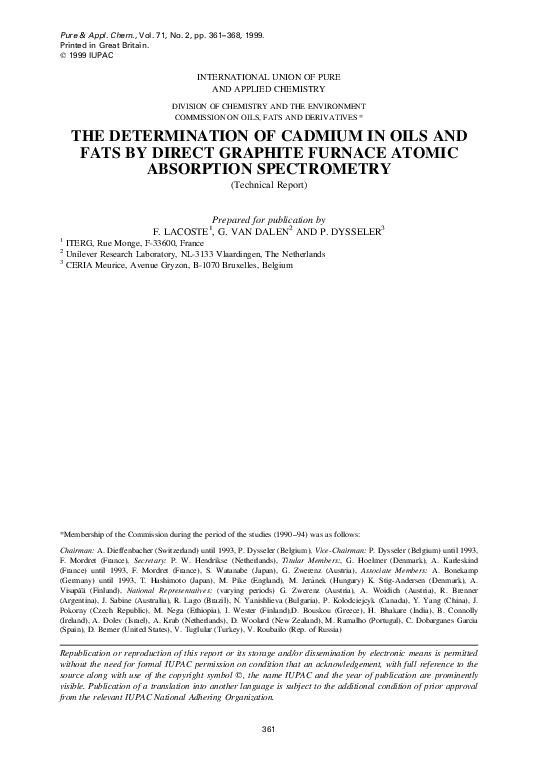 (PDF) Determination of copper and nickel in vegetable oils by direct