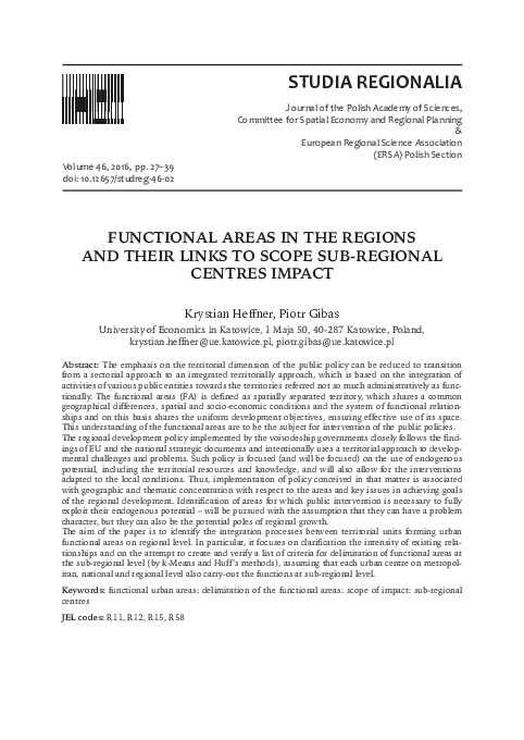 (PDF) Functional areas in the regions and their links to scope sub ...