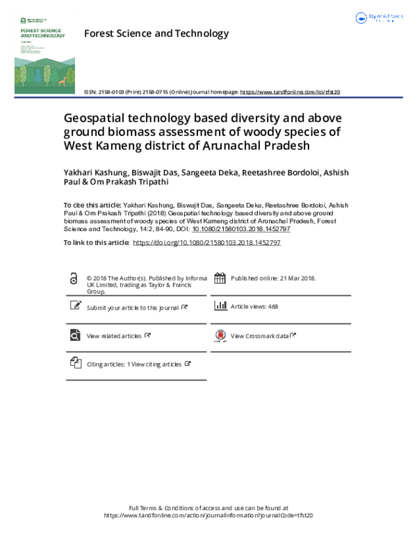 (PDF) Geospatial technology based diversity and above ground biomass ...