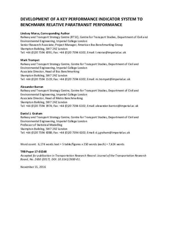 (PDF) Development of a Key Performance Indicator System to Benchmark ...