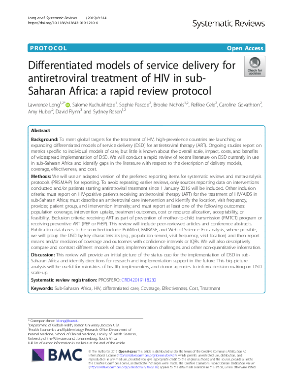(PDF) Differentiated models of service delivery for antiretroviral ...