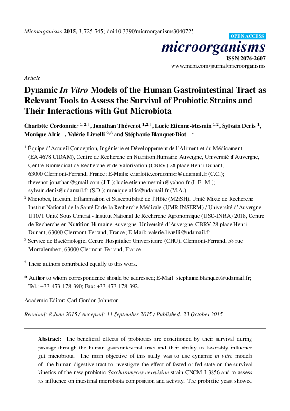 (PDF) Dynamic In Vitro Models of the Human Gastrointestinal Tract as ...