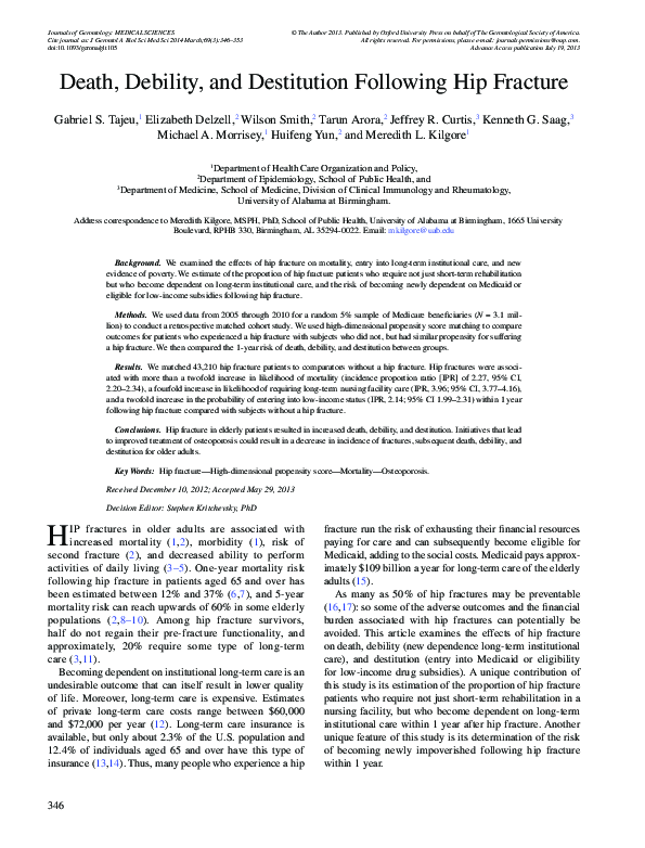 (PDF) Death, Debility, and Destitution Following Hip Fracture
