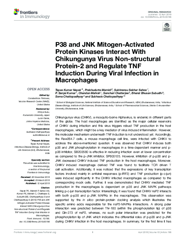 (PDF) P38 and JNK Mitogen-Activated Protein Kinases Interact With ...