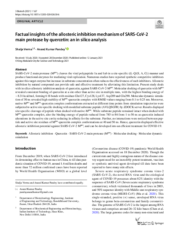 (PDF) Factual insights of the allosteric inhibition mechanism of SARS ...