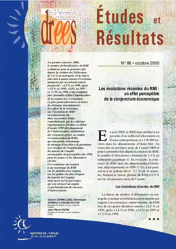 (PDF) évolutions récentes du RMI : un effet perceptible de la ...