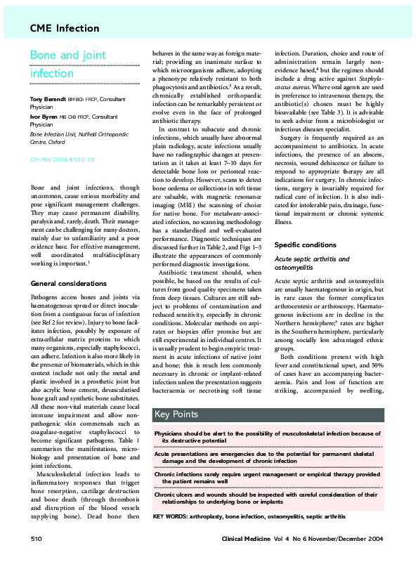 (PDF) Bone and joint infection