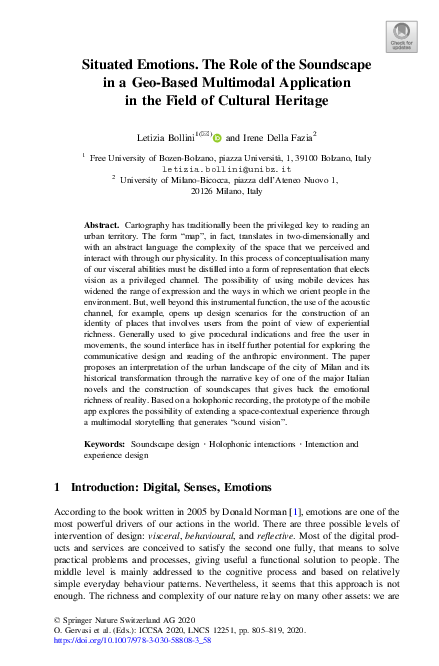 (PDF) Situated Emotions. The Role of the Soundscape in a Geo-Based ...
