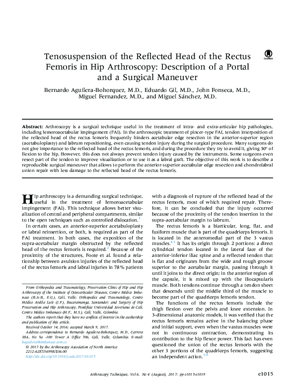 (PDF) Tenosuspension of the Reflected Head of the Rectus Femoris in Hip