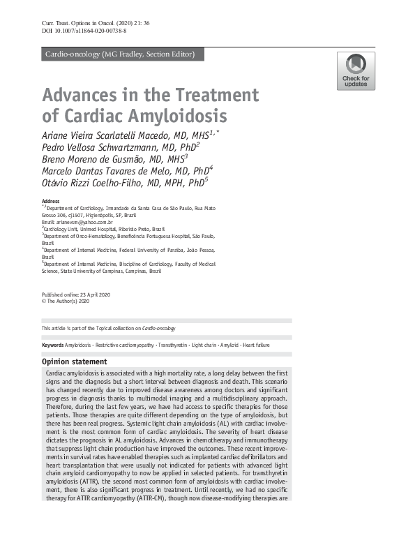 (PDF) Advances in the Treatment of Cardiac Amyloidosis
