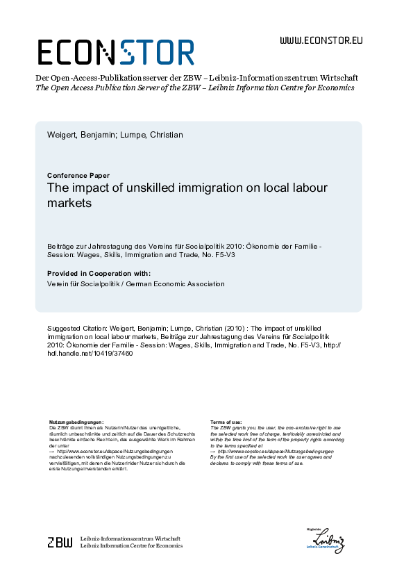 (PDF) The impact of unskilled immigration on local labour markets