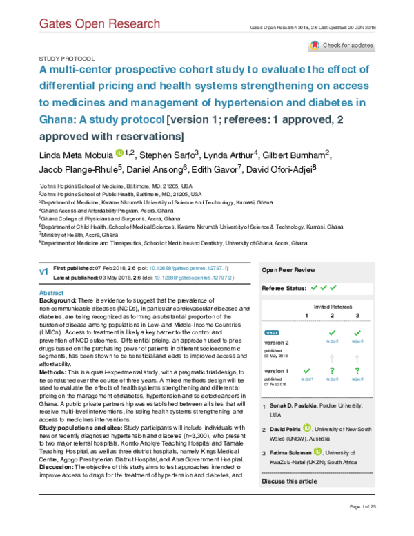(PDF) A multi-center prospective cohort study to evaluate the effect of ...