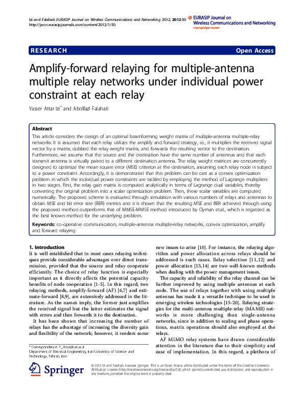 (PDF) Amplify-forward relaying for multiple-antenna multiple relay ...