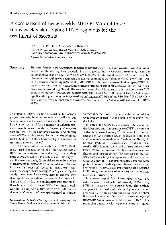 (PDF) A comparison of twiceweekly MPDPUVA and three timesweekly skin