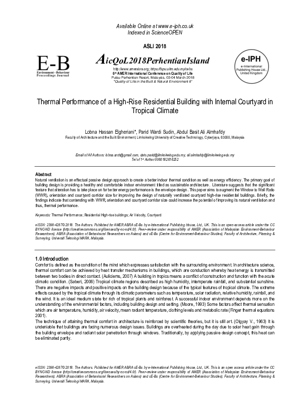 (PDF) Thermal Performance of a High-Rise Residential Building with ...