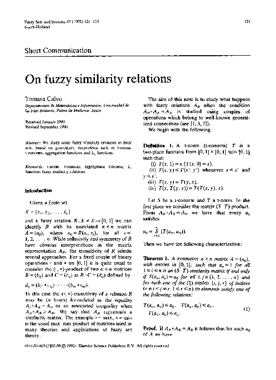 (PDF) On fuzzy similarity relations