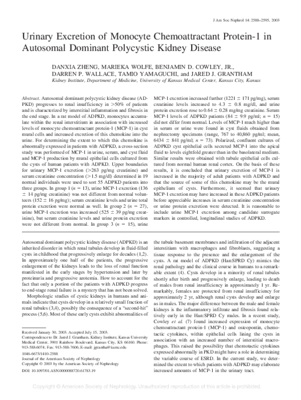 (PDF) Urinary Excretion of Monocyte Chemoattractant Protein-1 in ...
