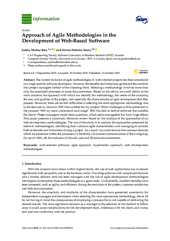 (PDF) Approach of Agile Methodologies in the Development of Web-Based ...