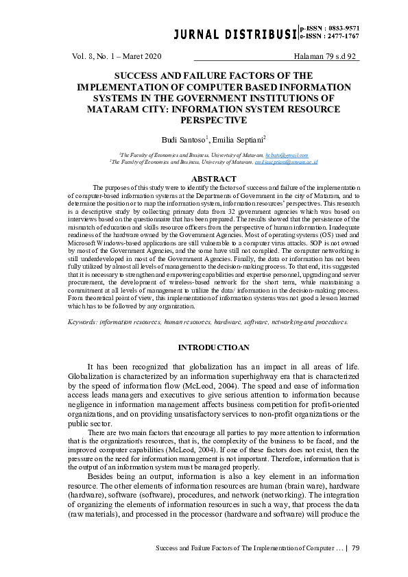 (PDF) Success and Failure Factors of the Implementation of Computer ...