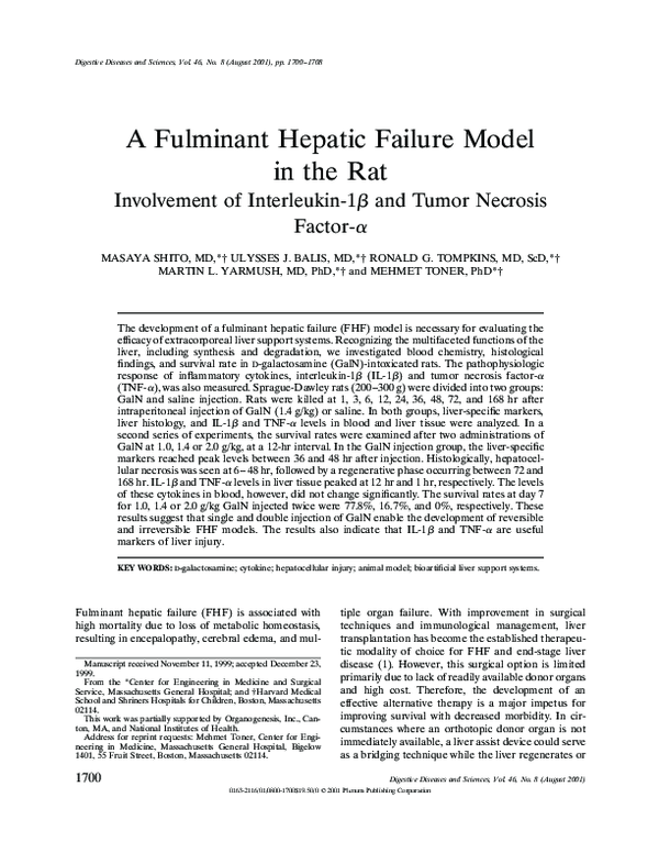 (PDF) A Fulminant Hepatic Failure Model in the Rat