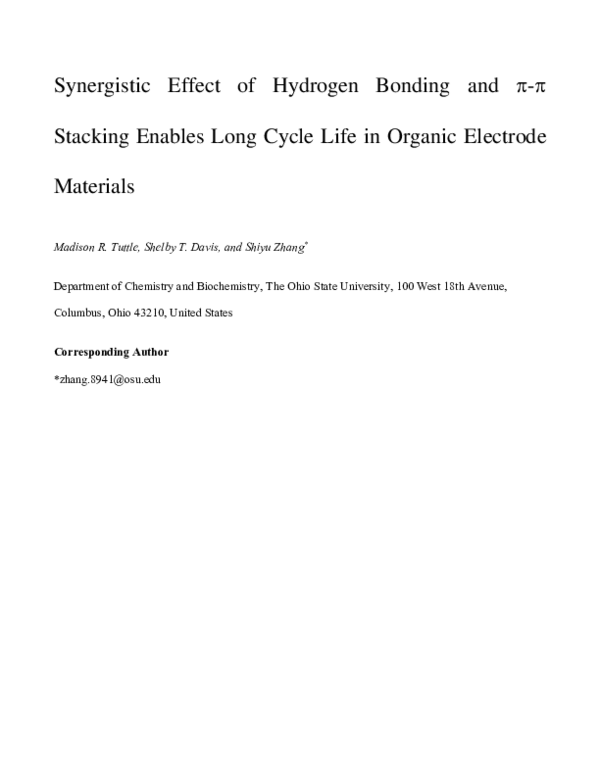(PDF) Synergistic Effect of Hydrogen Bonding and π-π Stacking Enables ...