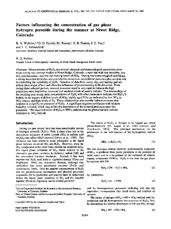 (PDF) Factors influencing the concentration of gas phase hydrogen ...