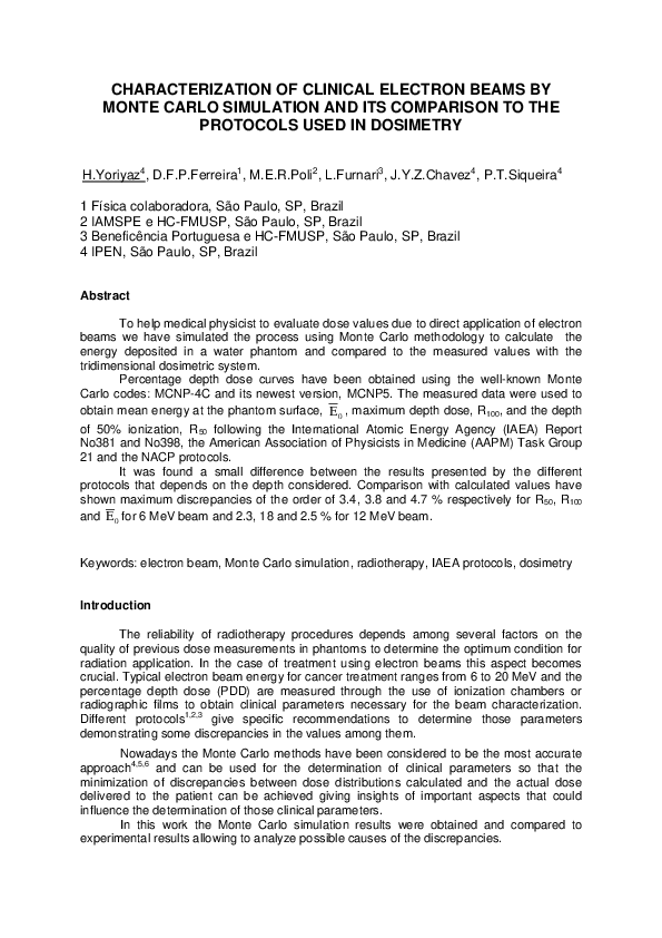 (PDF) Characterization of Clinical Electron Beams by Monte Carlo ...