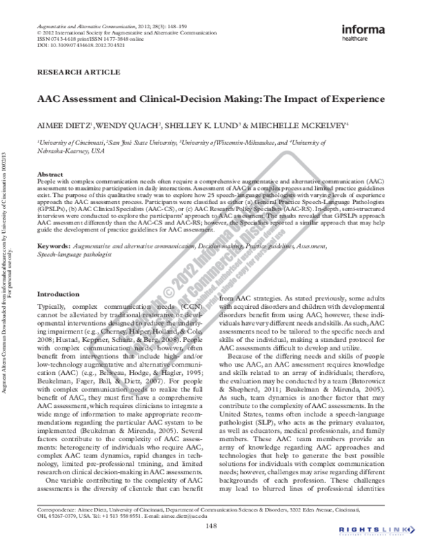 (PDF) AAC for adults with acquired neurological conditions: A review