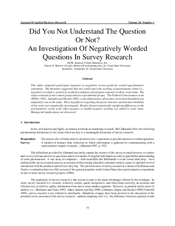 (PDF) Did You Not Understand The Question Or Not? An Investigation Of ...