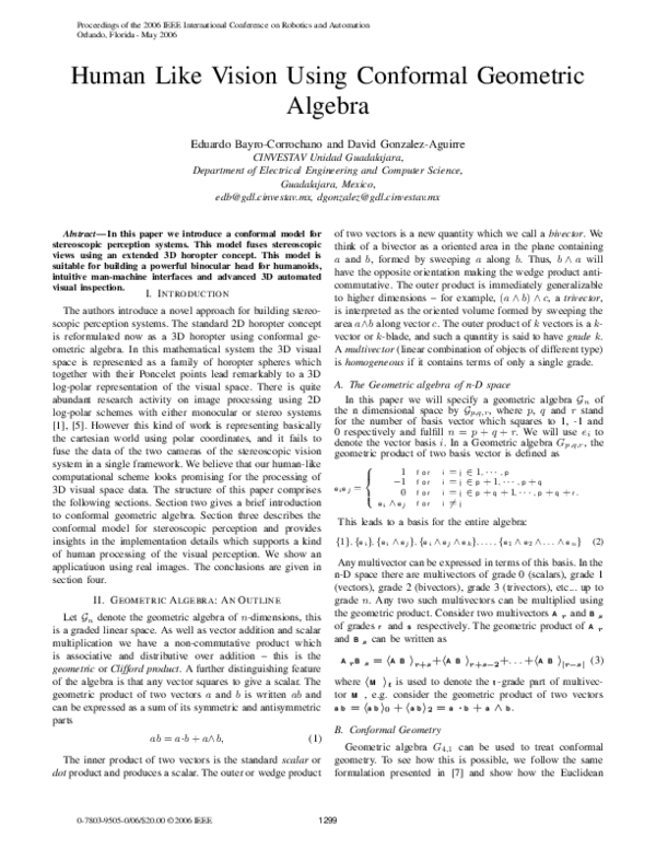 (PDF) Human like vision using conformal geometric algebra