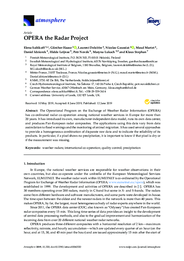 (PDF) OPERA the Radar Project