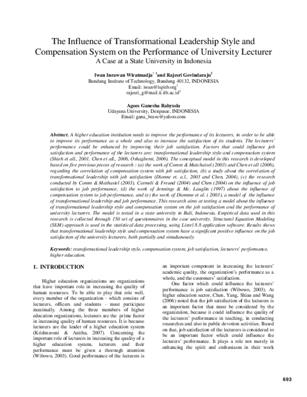 (PDF) The Influence of Transformational Leadership Style and ...